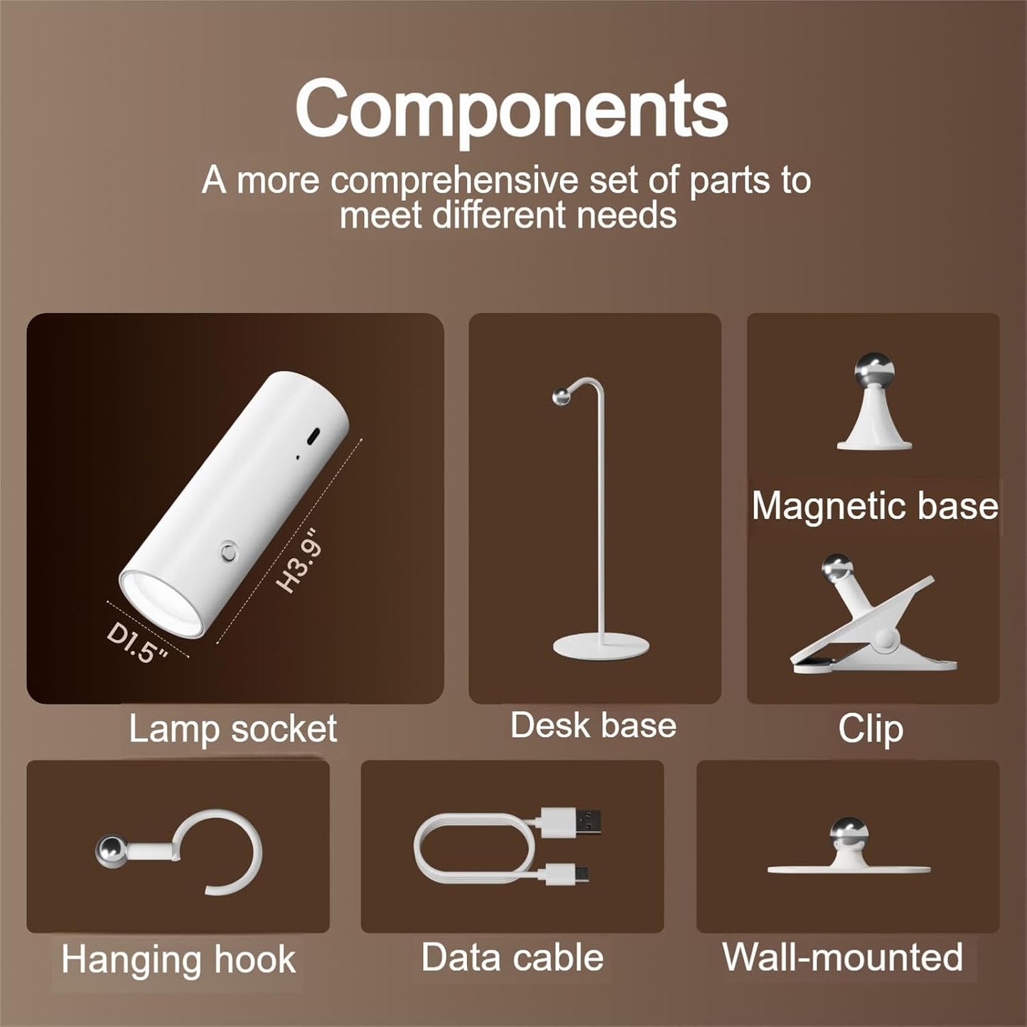 4-in-1 Cordless Rechargeable Desk Lamp with Clamp