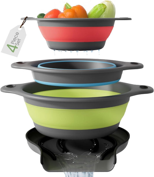 Self-Draining Collapsible Colander Set (4-PC)