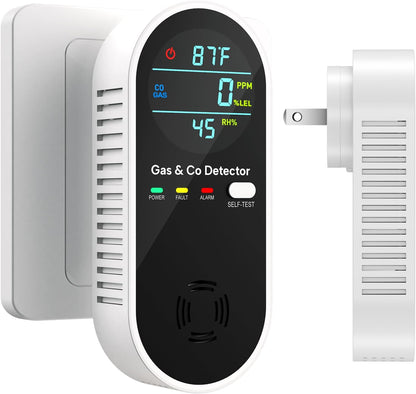 4-in-1 Gas & CO Leak Detector with Temp & Humidity | Plug-In