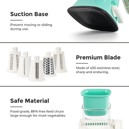 5-in-1 Rotary Cheese Grater – Fast, Easy & Mess-Free