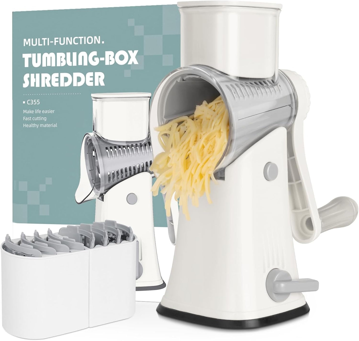5-in-1 Rotary Cheese Grater – Fast, Easy & Mess-Free