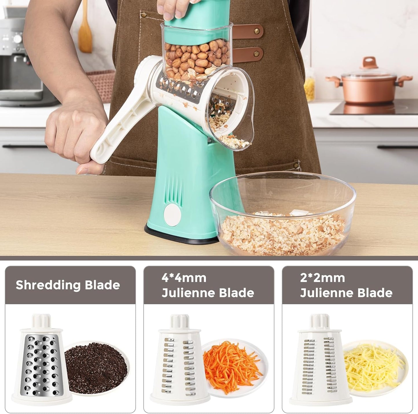 5-in-1 Rotary Cheese Grater – Fast, Easy & Mess-Free