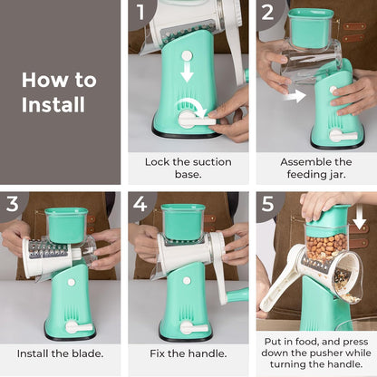 5-in-1 Rotary Cheese Grater – Fast, Easy & Mess-Free