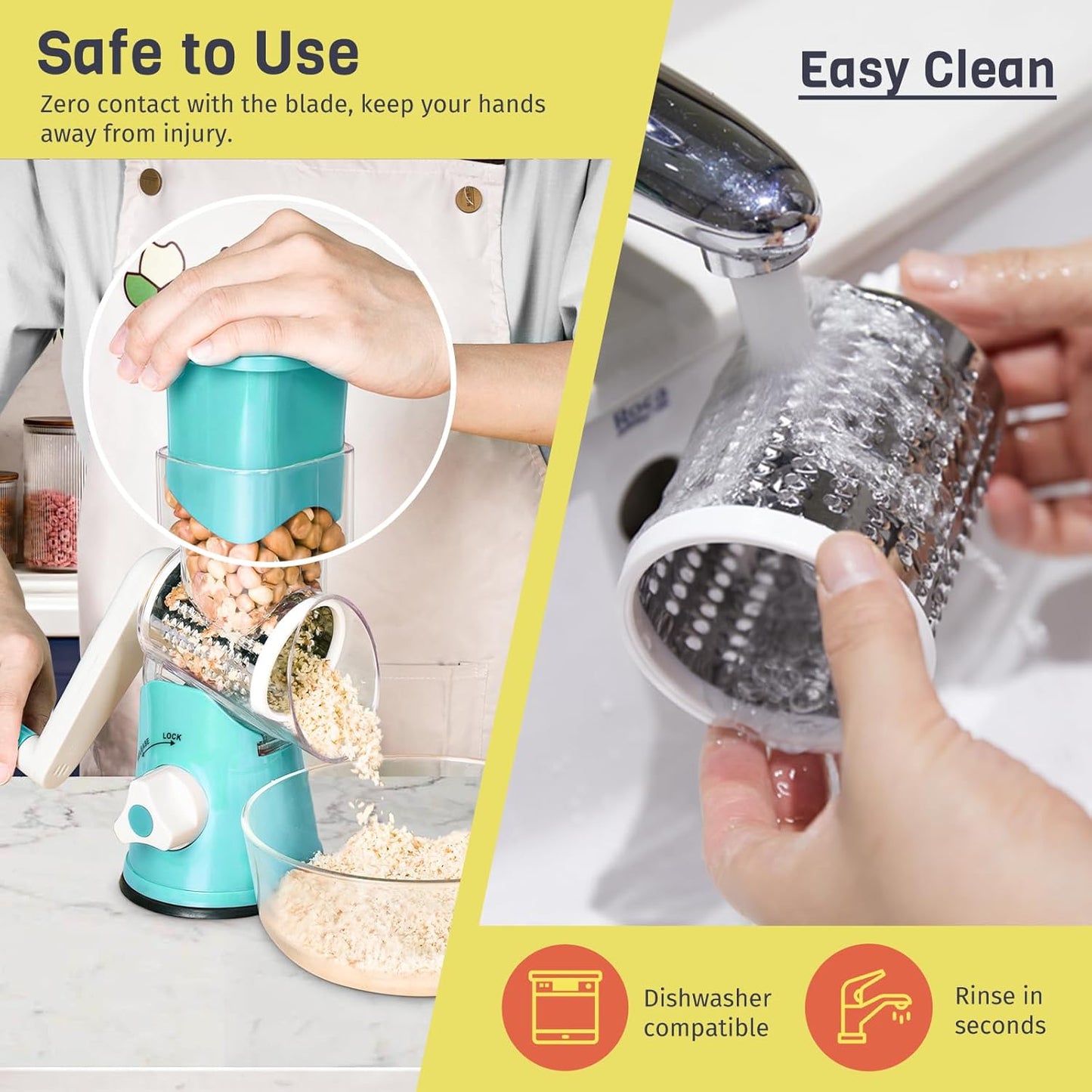 5-in-1 Rotary Cheese Grater – Fast, Easy & Mess-Free