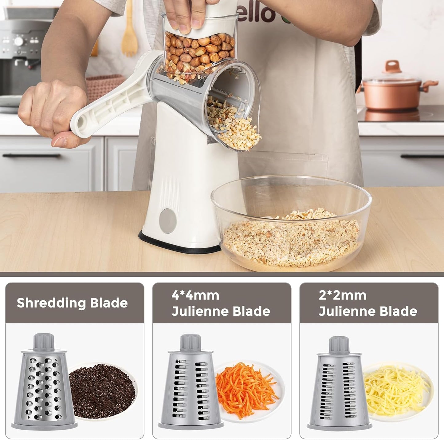 5-in-1 Rotary Cheese Grater – Fast, Easy & Mess-Free
