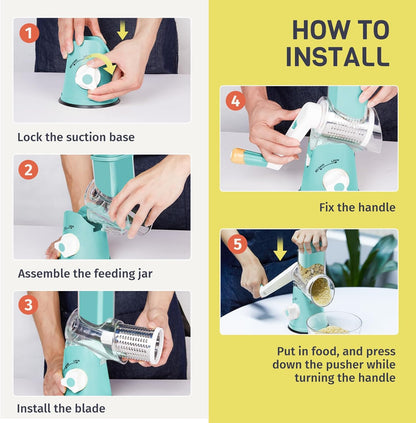 5-in-1 Rotary Cheese Grater – Fast, Easy & Mess-Free