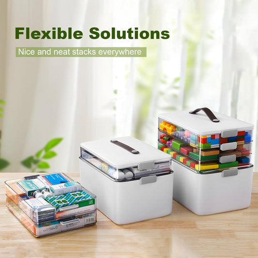4-Tier Portable Medicine Organizer with Lid & Handle