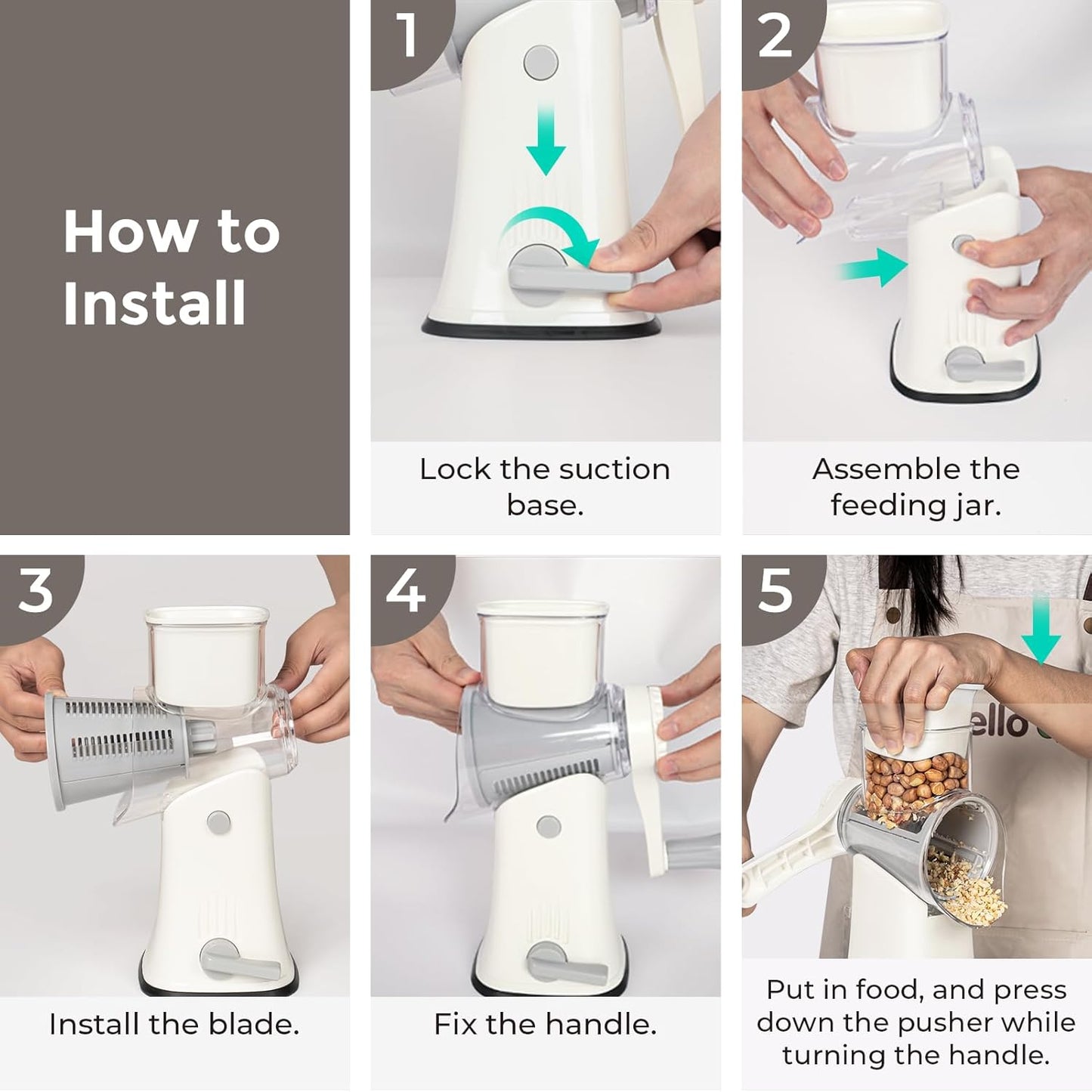 5-in-1 Rotary Cheese Grater – Fast, Easy & Mess-Free