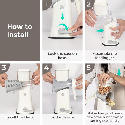 5-in-1 Rotary Cheese Grater – Fast, Easy & Mess-Free