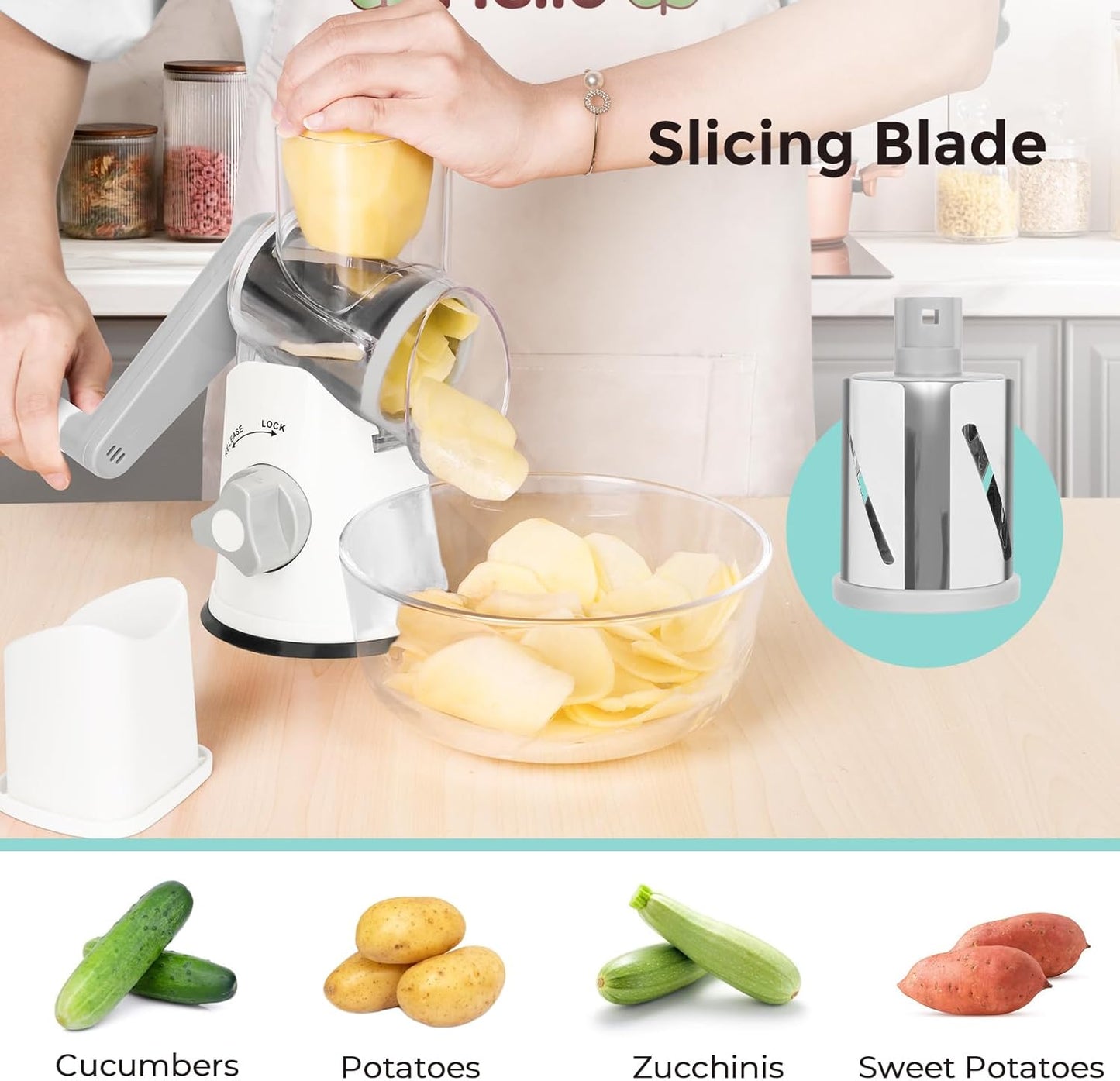 5-in-1 Rotary Cheese Grater – Fast, Easy & Mess-Free