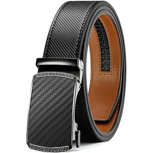 Men’s Leather Ratchet Belt – Easy Release, Adjustable for Dress & Casual