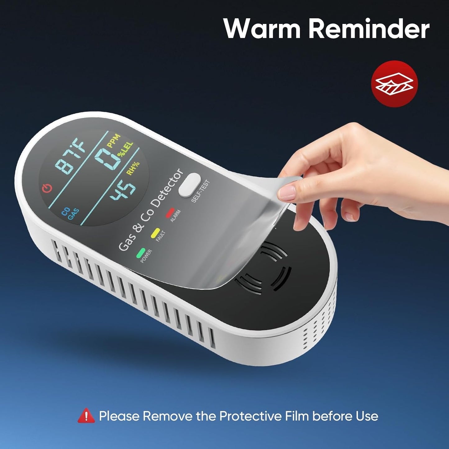 4-in-1 Gas & CO Leak Detector with Temp & Humidity | Plug-In