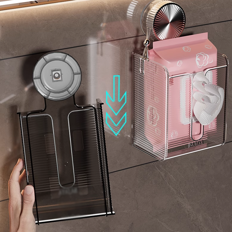 🔥Wall Mounted Suction Cup Transparent Tissue Organizer