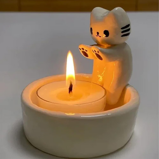 Cartoon Kitten Candle Holder (Not Included Candles)